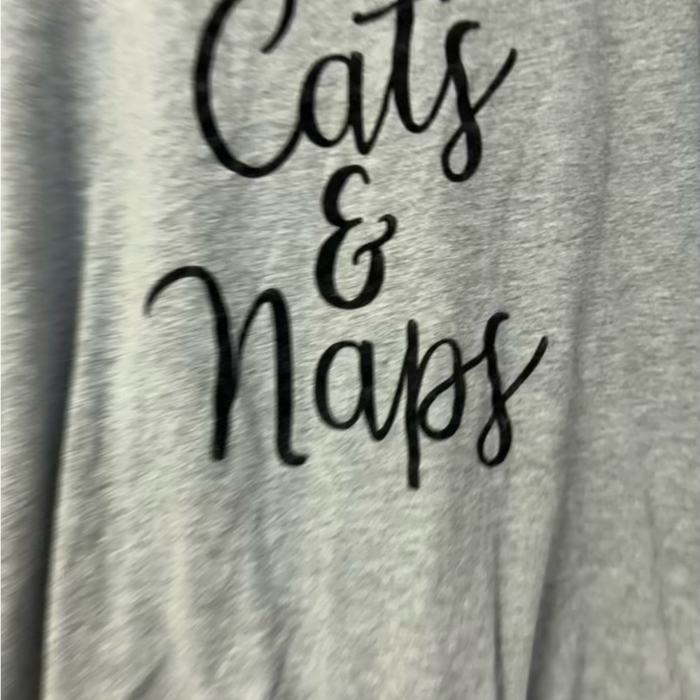 Gray "Cats & Naps" scoop neck long sleeve sleep shirt T-shirt size 1X